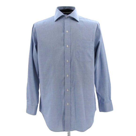 Lauren Ralph Lauren Classic Fit Dress Shirt Blue Non-Iron Size 16 32/33 Cotton - Picture 2 of 12